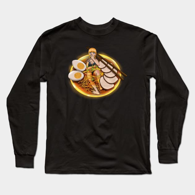 Anime Girl and Ramen | Anime Girl and Foods Collection Item -5 Long Sleeve T-Shirt by Rendigart